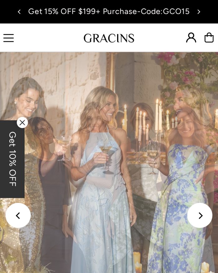 Gracins website homepage