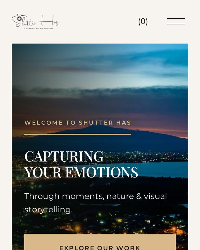 Shutter Has — Hassana Photography Squarespace website homepage