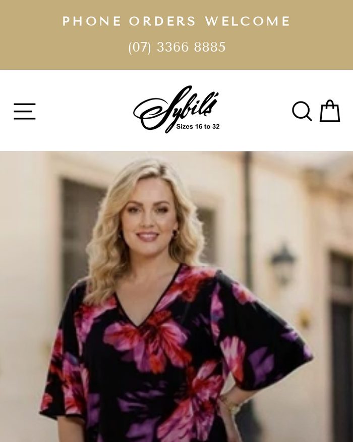 Sybil's Plus Size Fashion Shopify website homepage